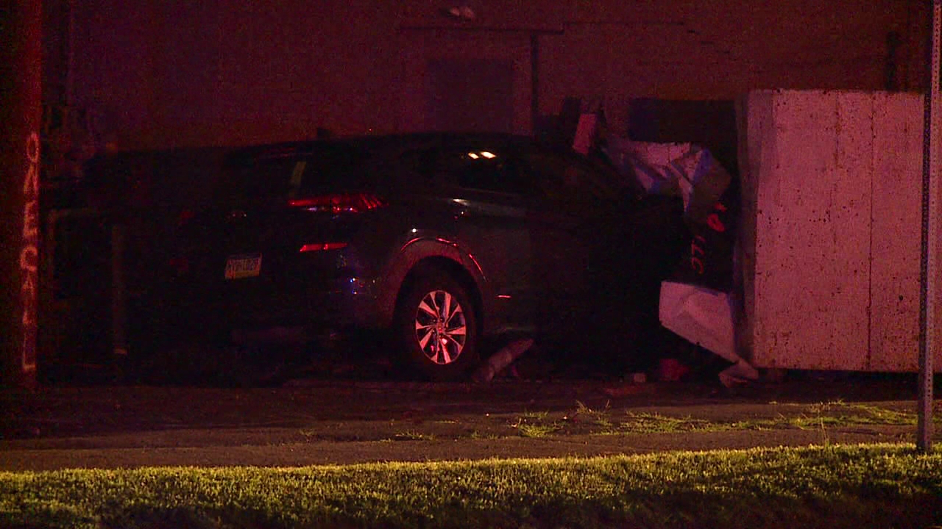 An early morning crash into a building shared by Dollar General and Closet Clothes-Outs in Exeter struck a gas line, leading to store closures and repairs.