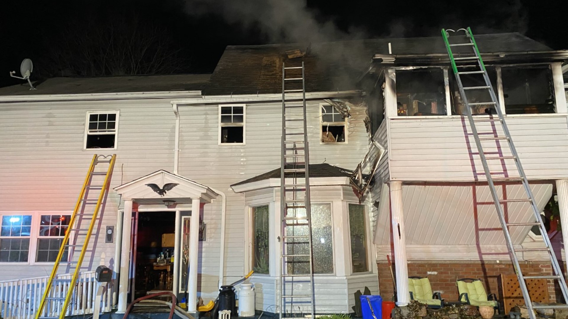 Flames broke out at the apartment building along Agnes Avenue in Olyphant borough shortly after 10 p.m. Sunday.