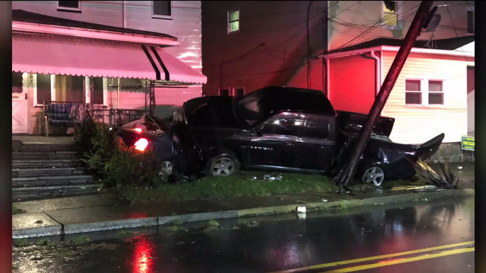 Car Strikes Pole, Smashes Parked Car in Scranton