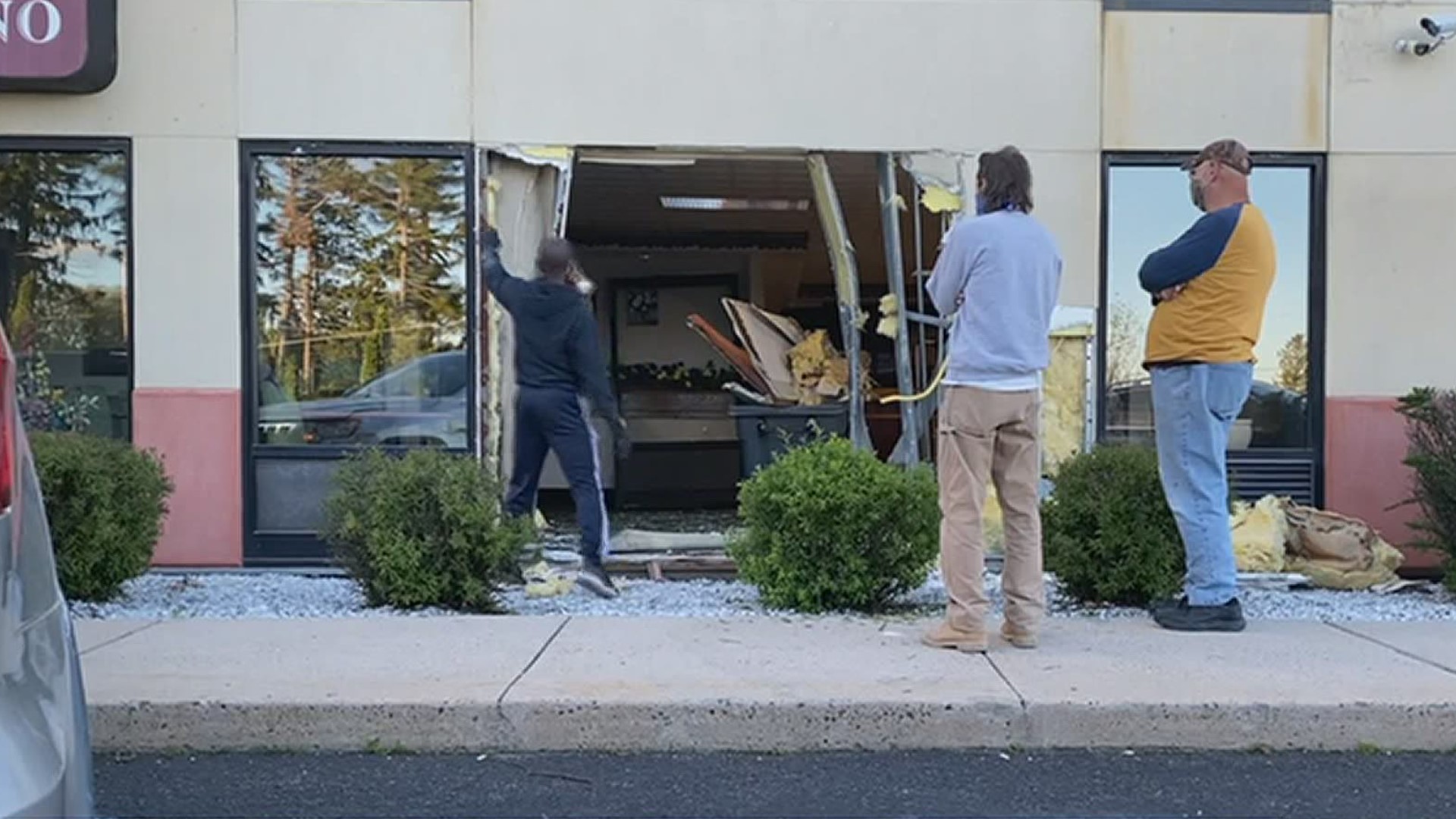 Authorities say a male driver didn't think he was in drive, hit the gas, and went right through the wall of Hotel M along Pocono Boulevard in Mount Pocono.