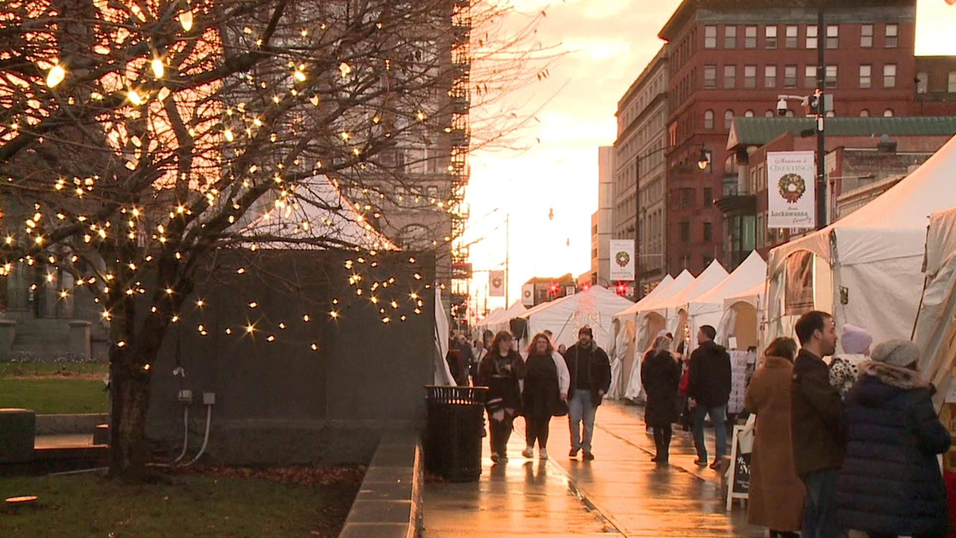 Folks braved the rainy weather for the holiday event in downtown Scranton.