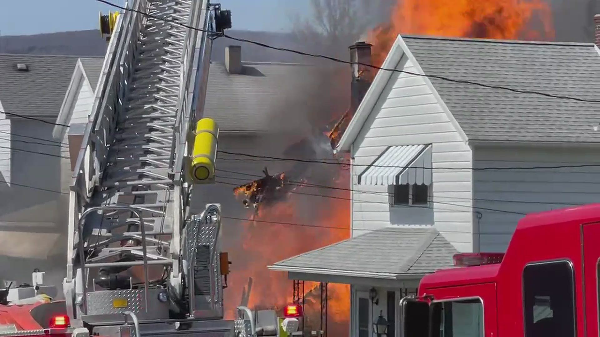 The blaze on Amherst Street broke out Thursday afternoon