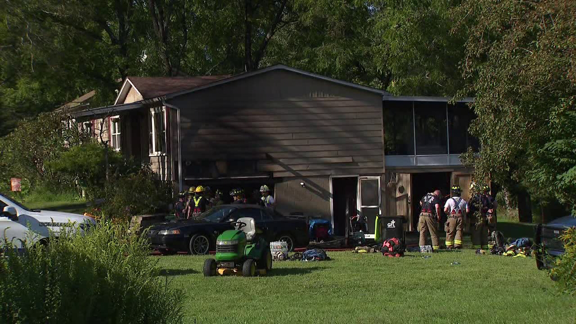 Flames broke out around 3 p.m. Tuesday along Green Mountain Drive in Smithfield Township near East Stroudsburg.