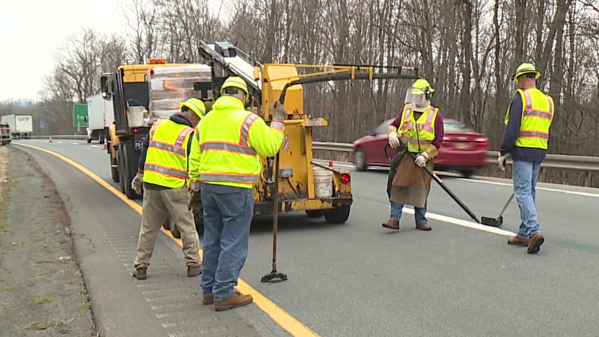 PennDOT road crews in Lackawanna County are taking full advantage of the mild and dry weather while they can, getting springtime projects done this winter.