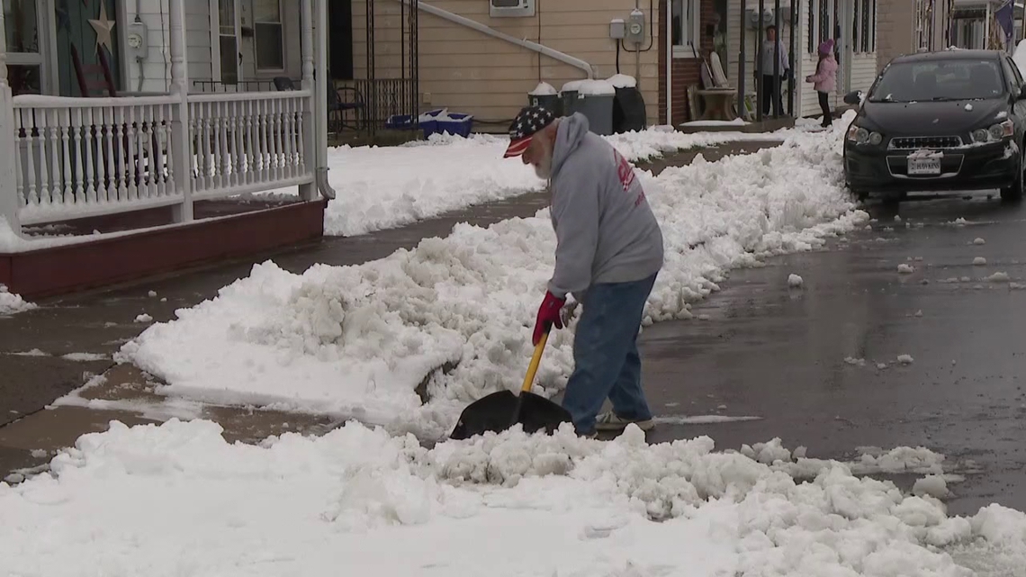 Residents and businesses clean up after season's first snowfall in Central Pennsylvania