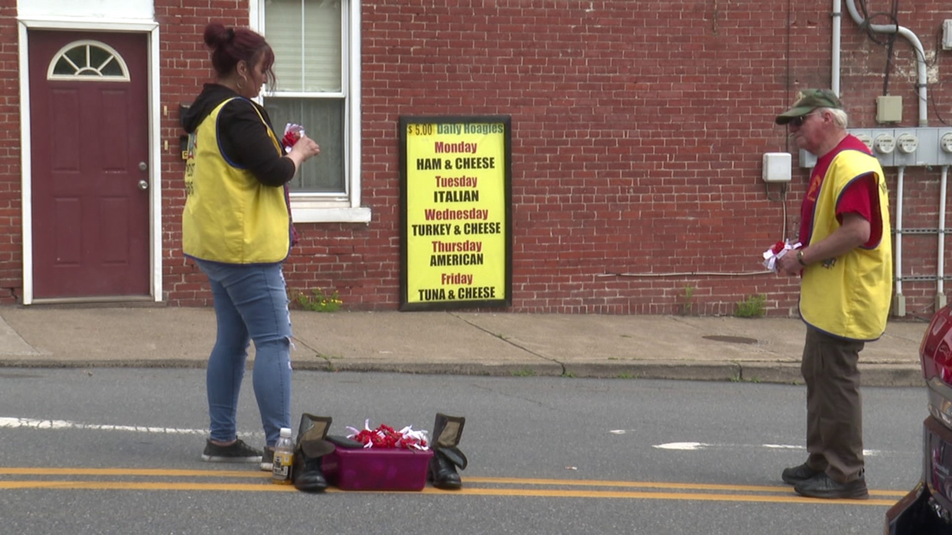 The VFW held the poppy sale along Main Street in White Haven Sunday morning.