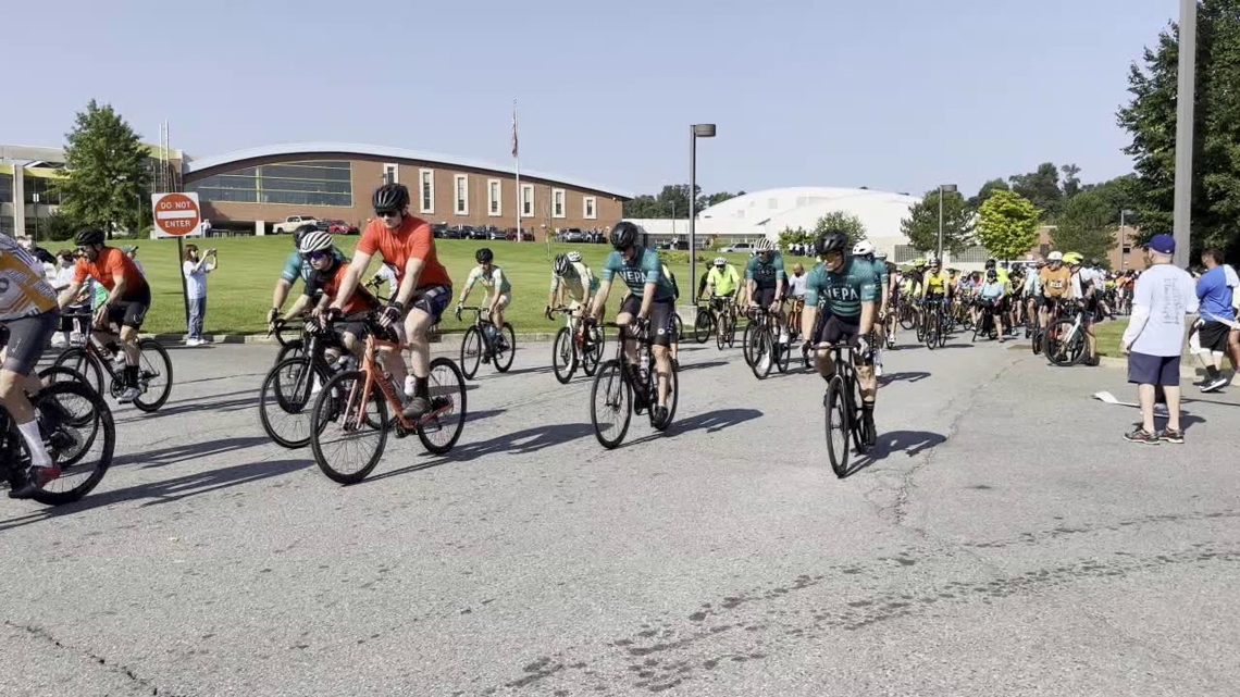 Cyclists take part in the last Tour de Scranton