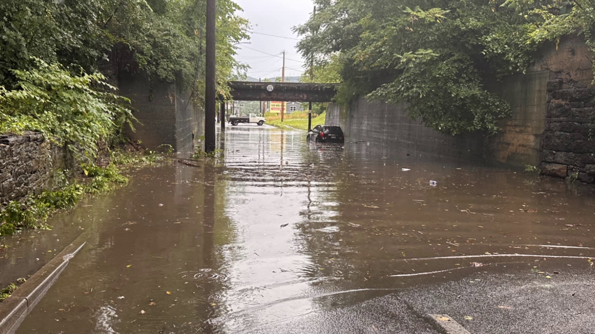 The rain caused some flash flooding in parts of Scranton on Friday afternoon.