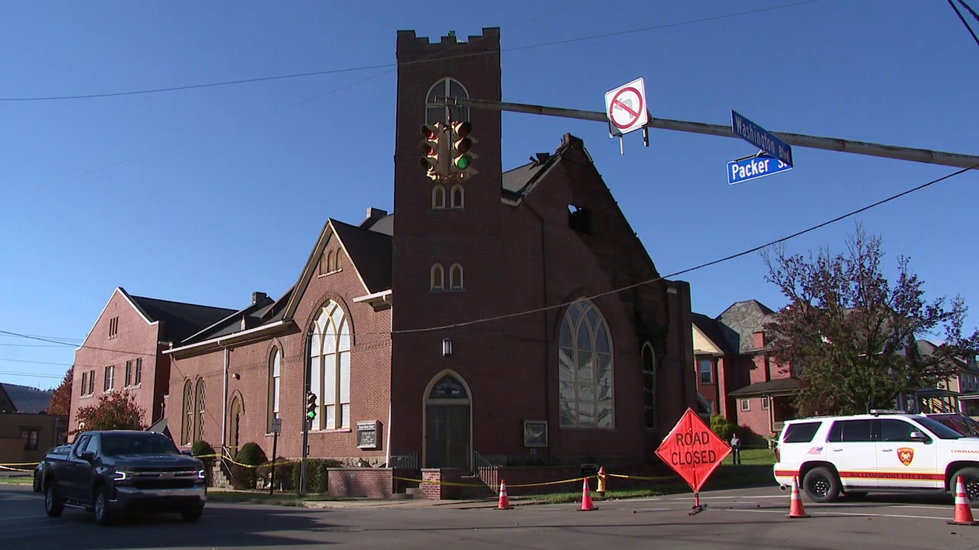 As Newswatch 16's Mackenzie Aucker explains, firefighters were on their way to another call when they noticed smoke coming from the Calvary Baptist Church. 