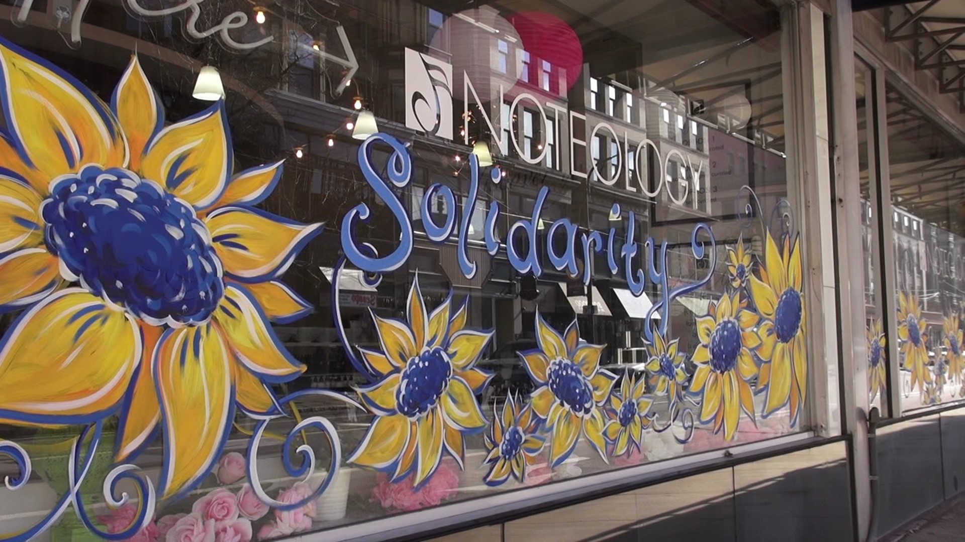 An effort in the Electric City to support the people of Ukraine has taken off. Storefronts and buildings all over the city are decked out in blue and yellow.
