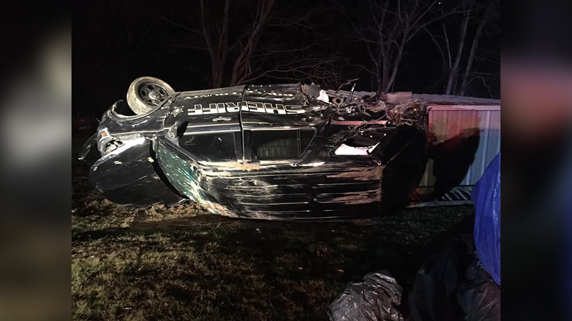 Deputy hurt in rollover crash after rock hurled through windshield ...