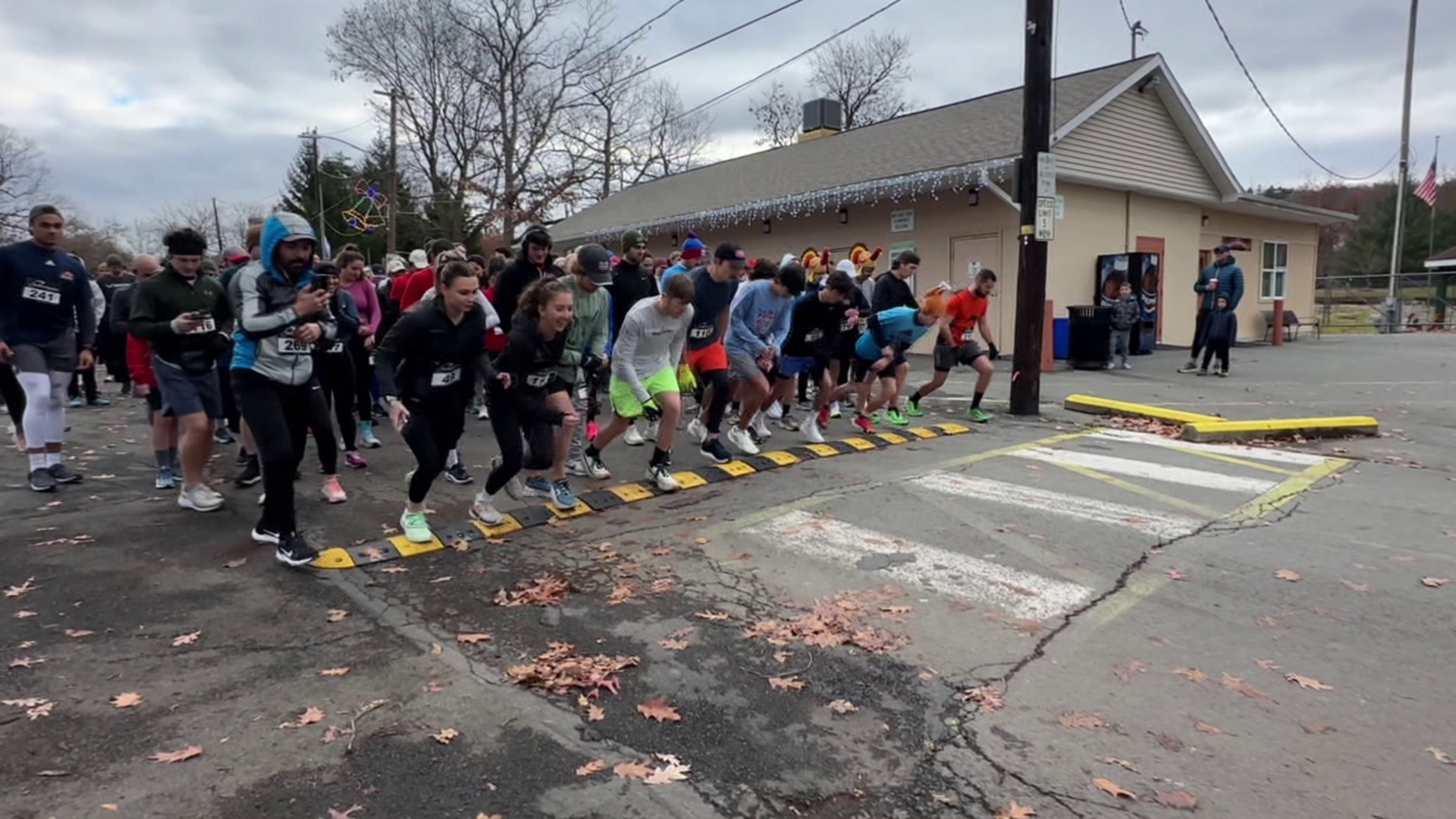 Running laced up for the festive 5-k race at Nay Aug Park.