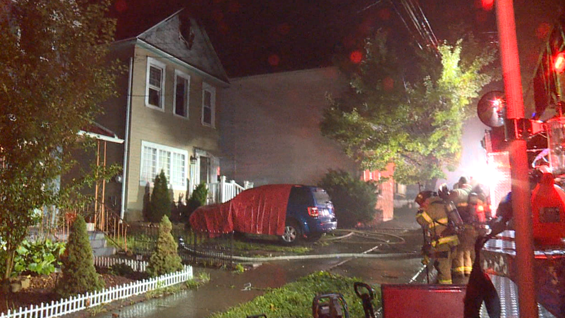 Flames damaged a home late Sunday night on Blackman Street in Wilkes-Barre.