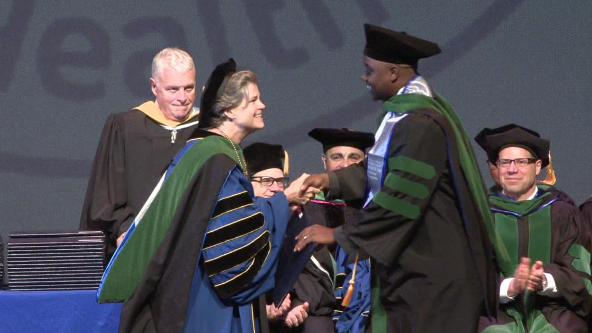 The Geisinger Commonwealth School of Medicine awarded doctorate degrees to 114 graduates in Wilkes-Barre on Saturday morning.