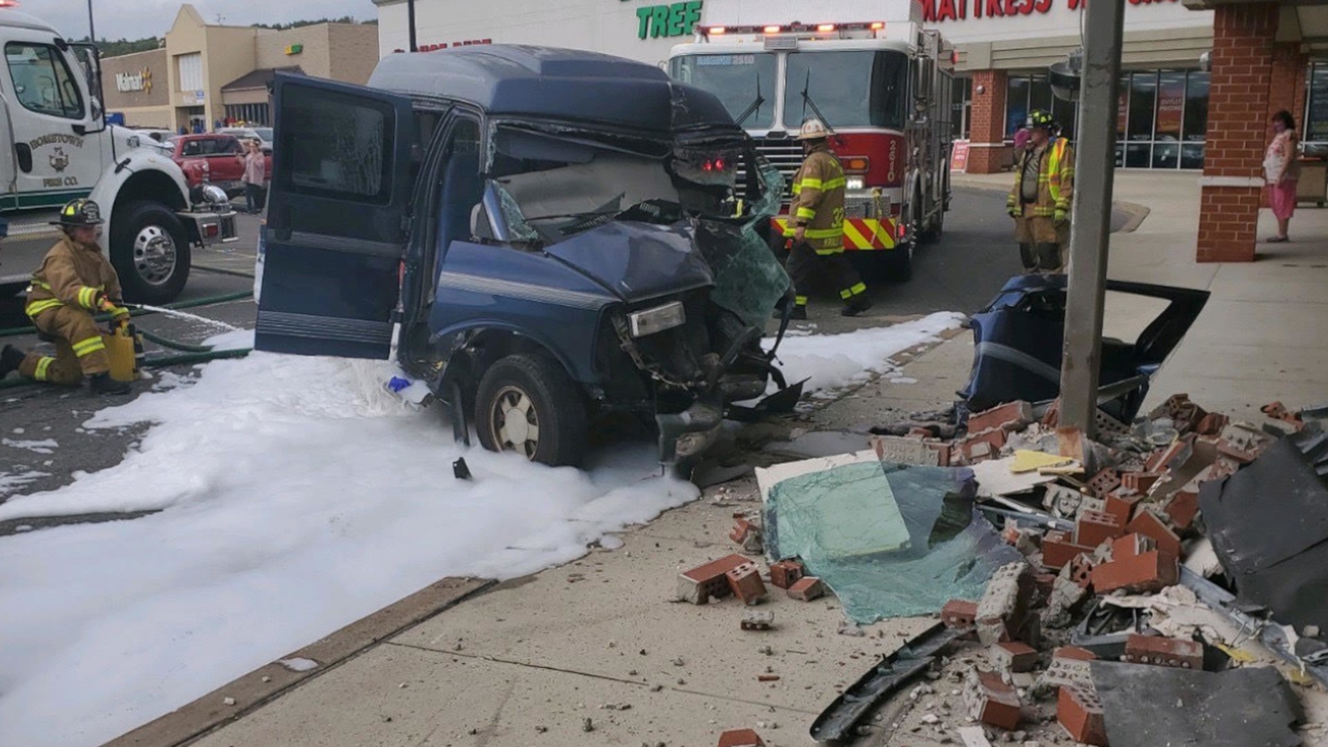The driver of the van suffered a medical emergency and was flown to a hospital after the crash.