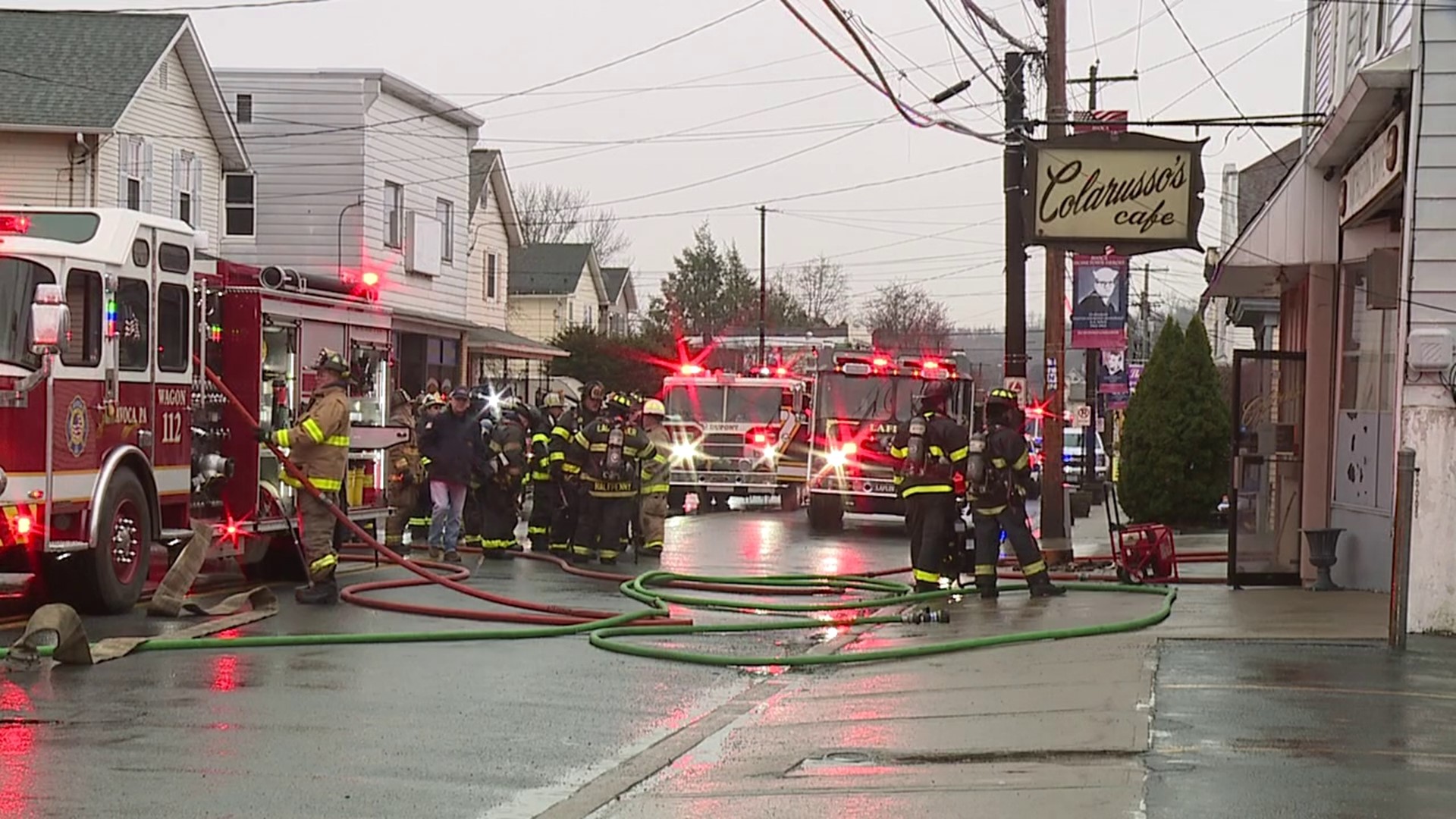 Fire crews responded to Colarusso's Cafe along Main Street in Avoca around 7:30 a.m. Saturday.