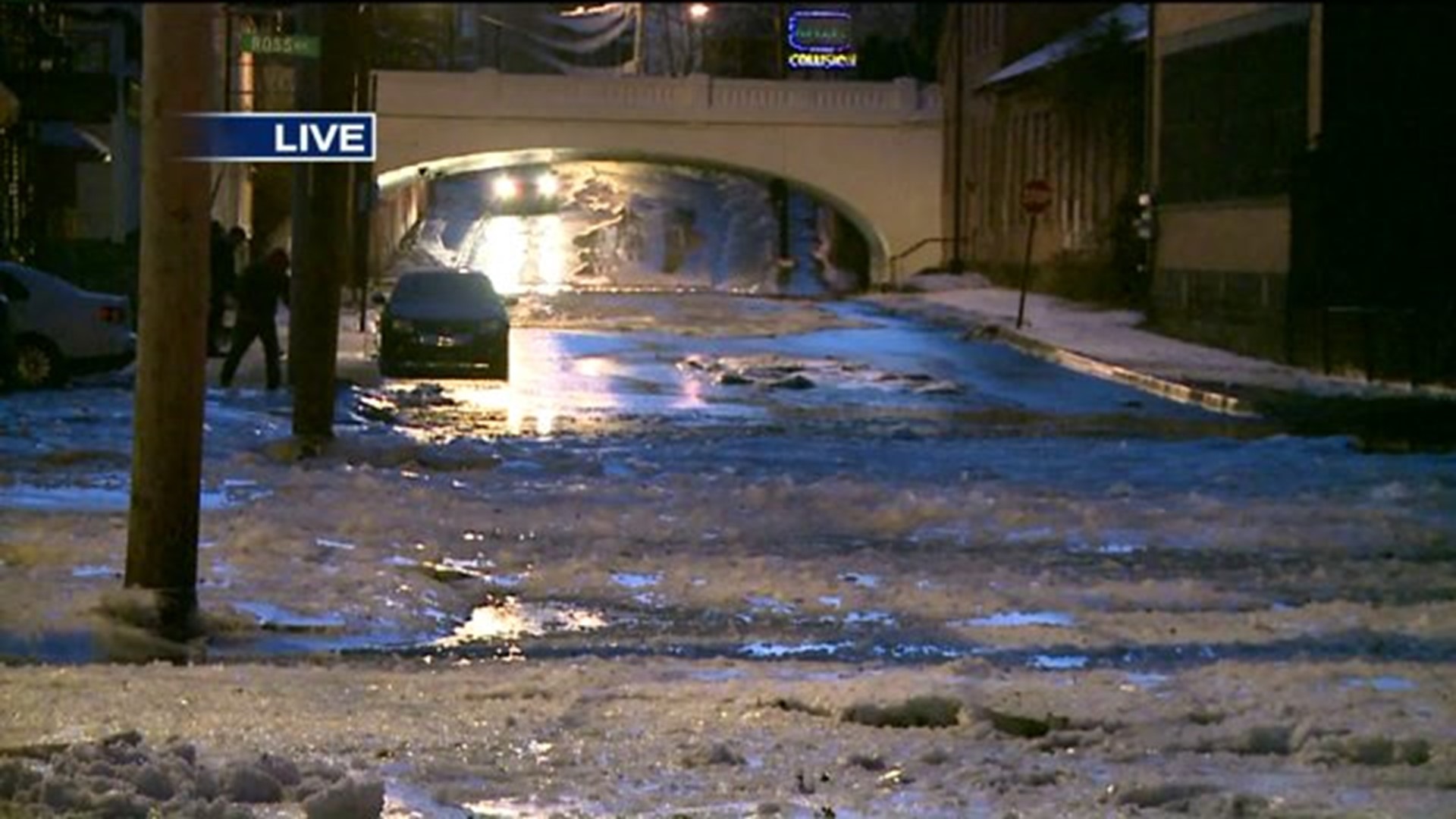 Water Main Break Covers Scranton Street in Ice