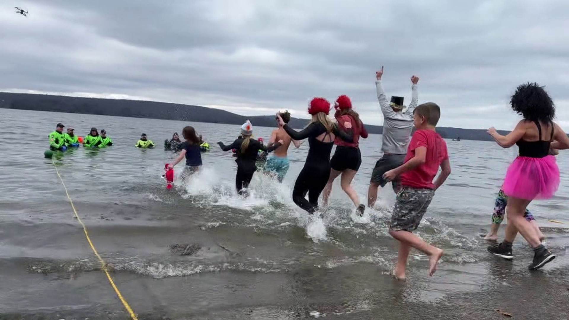 The polar plunge benefits the Tafton and Ledgedale Dive and Rescue Teams.