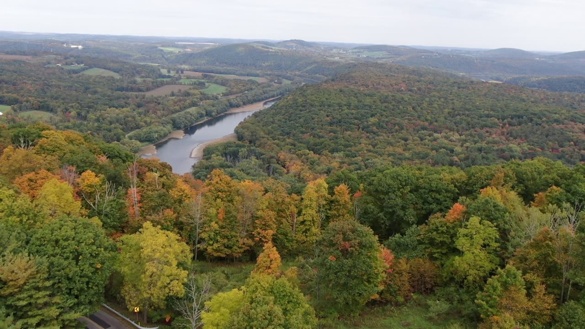 A Skycam 16 view of the fall foliage in Wyoming County's first state park.