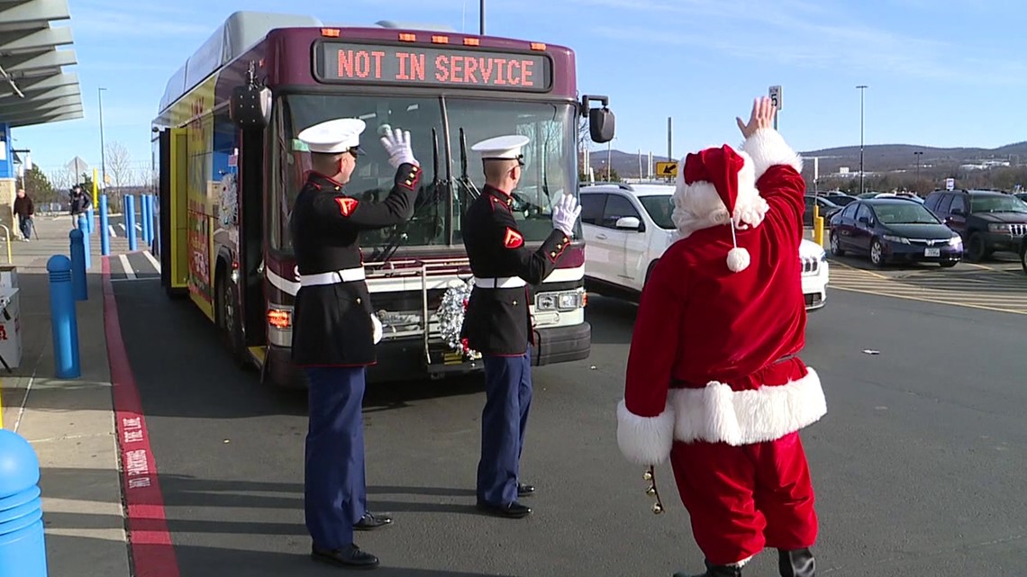 Volunteers stuffed the bus for Toys for Tots Wednesday