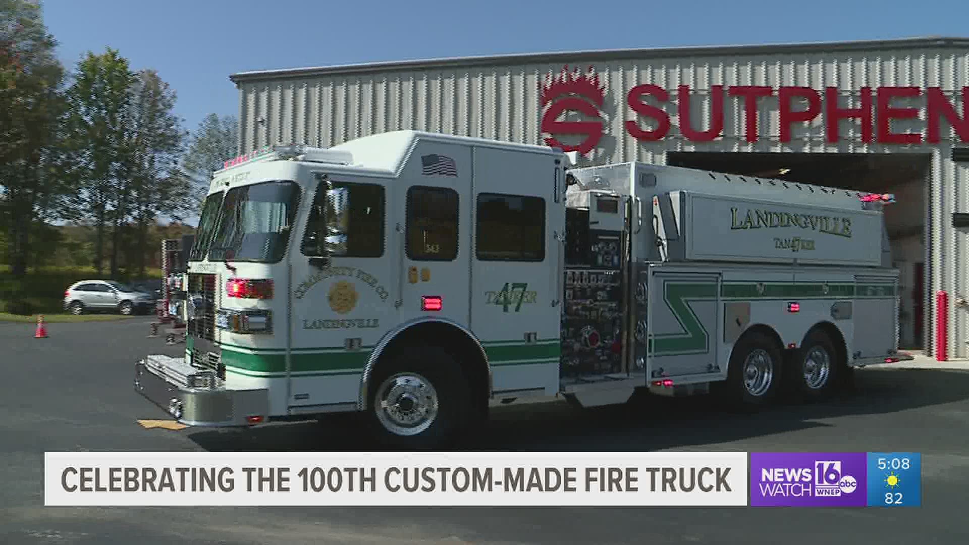 A corporation in Wayne County that manufactures fire apparatus celebrated a huge milestone —the 100th firetruck was completed.