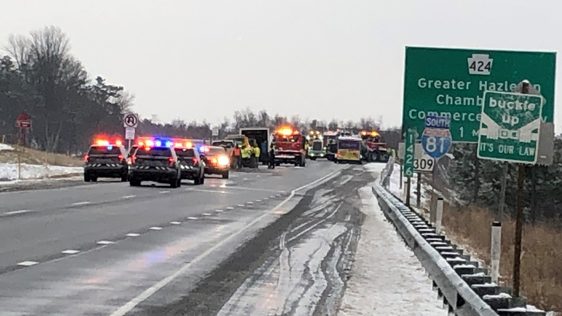 The wreck happened near the West Hazleton exit Wednesday afternoon.