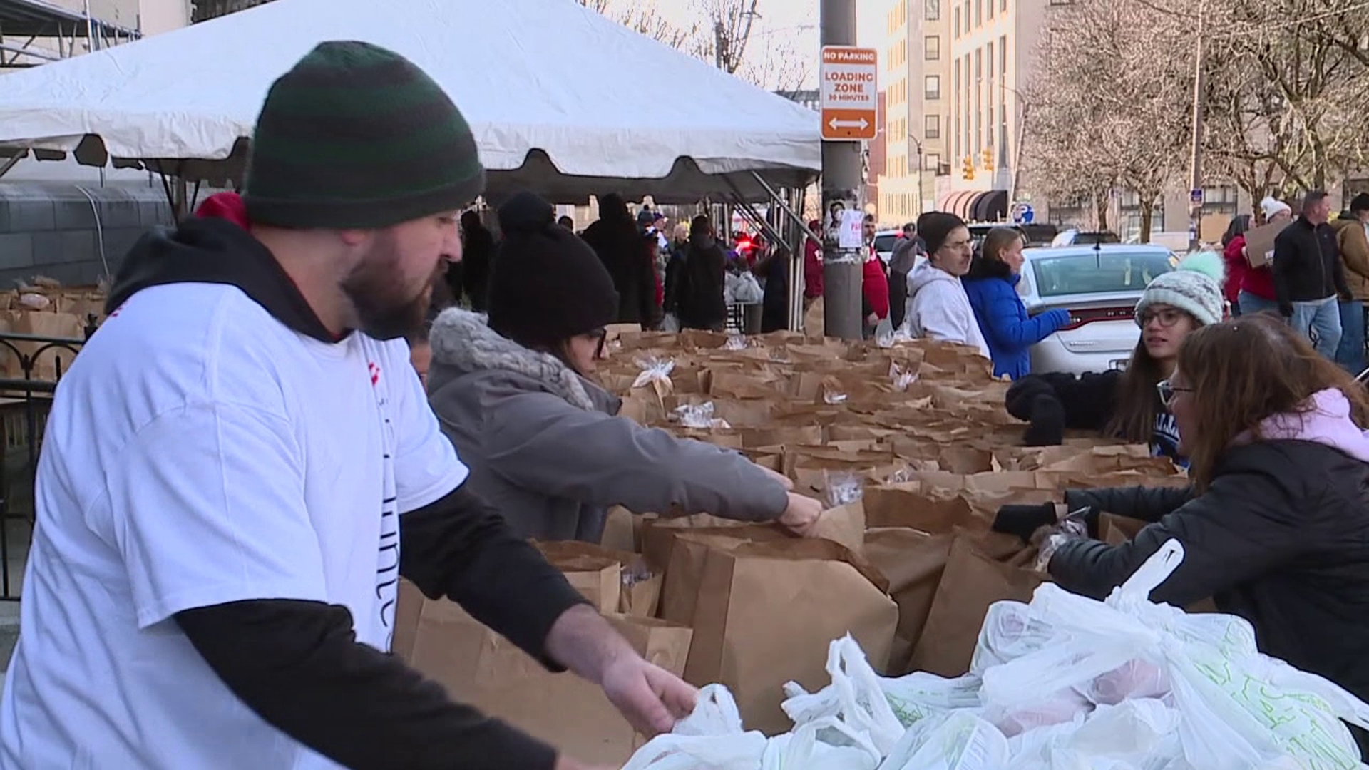 The Family-to-Family Thanksgiving Food Basket Program transformed North Washington Avenue in Scranton into a drive through food pantry November 27.