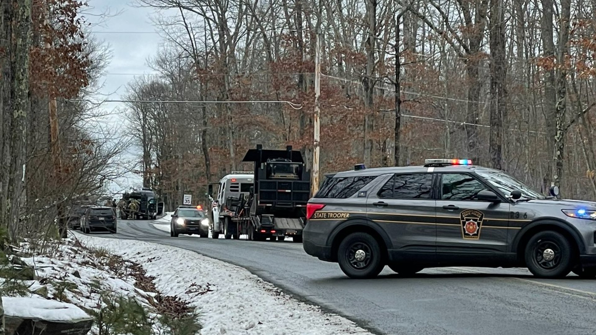 The incident began when officers attempted to serve a warrant in Paupack Township, near Hawley.