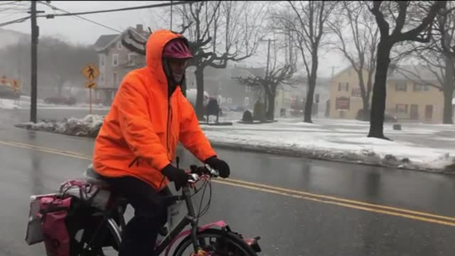 Cross-Country Cyclist Hit with Slab of Ice