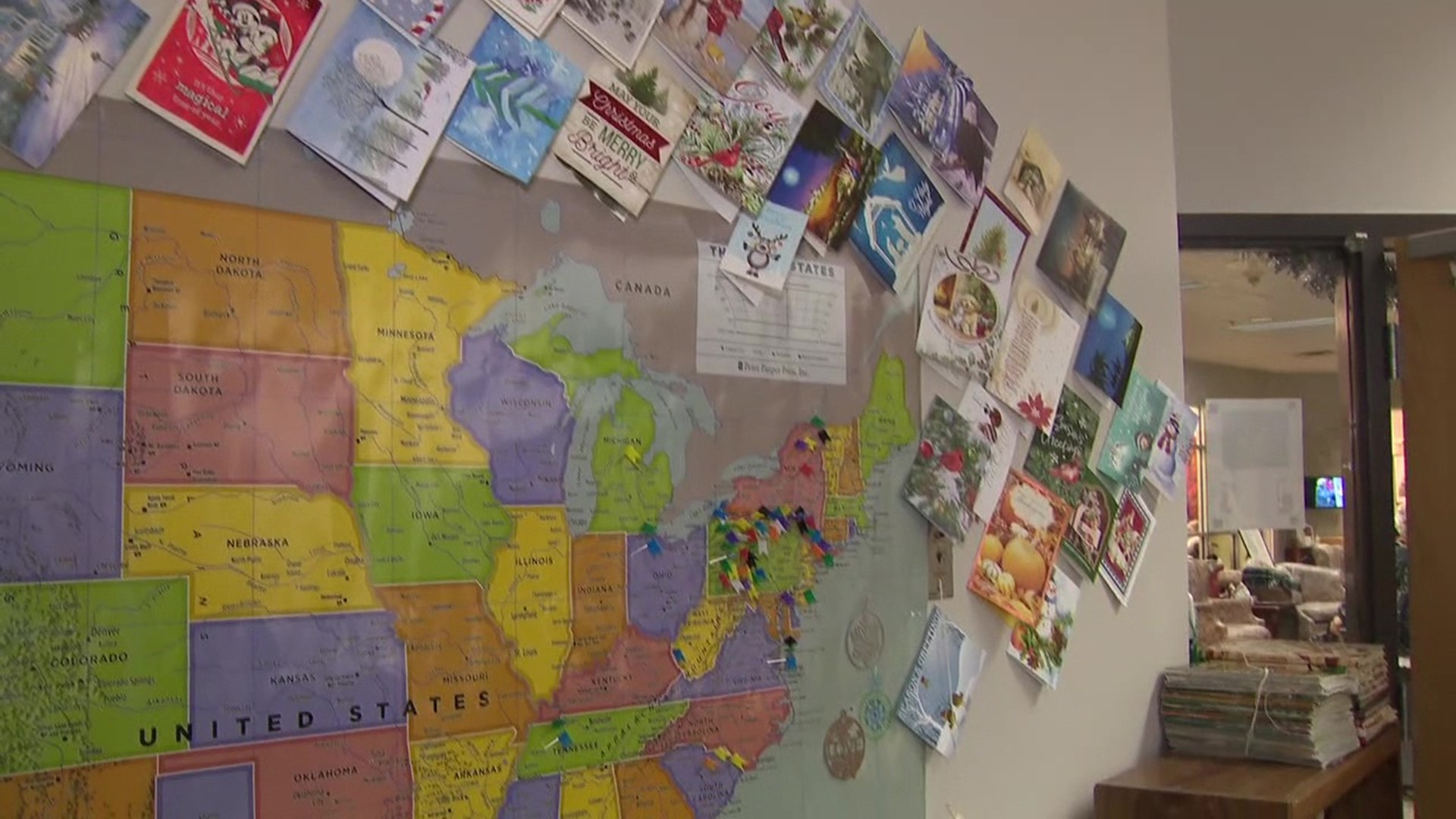 A senior living facility is collecting Christmas cards from all 50 states and as many countries as possible.