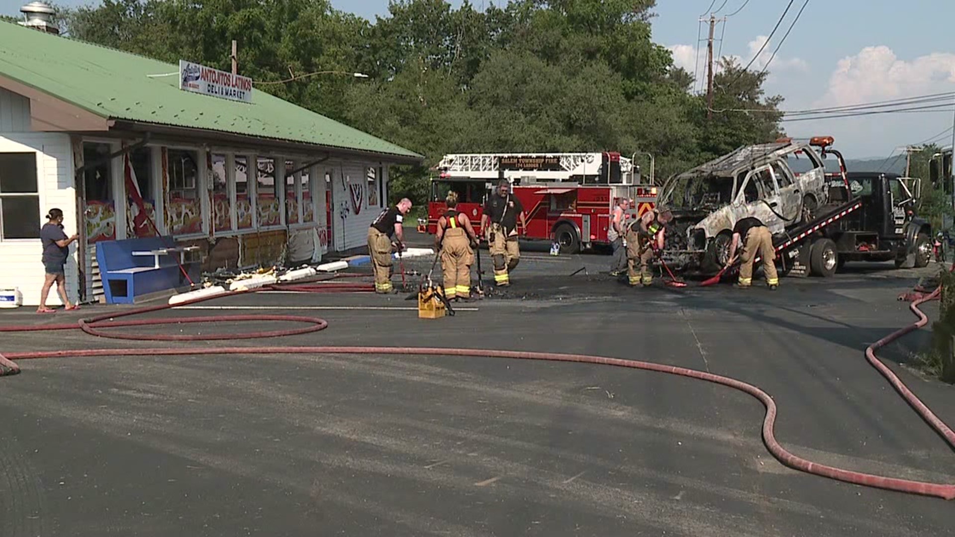 The SUV driver pulled over at the Antojito Latinos Deli and Market and then the vehicle went up in flames.