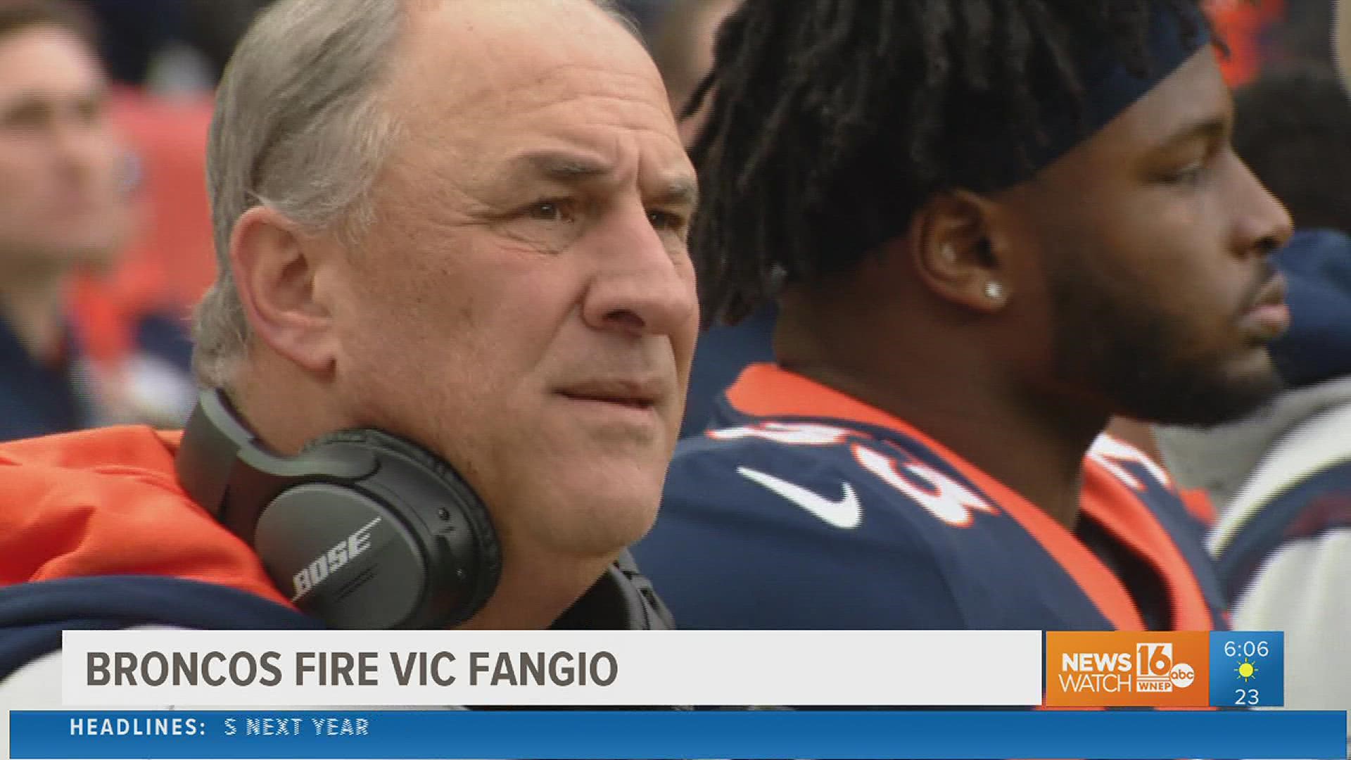 The Denver Broncos have fired their head coach after three losing seasons. Dunmore native Vic Fangio was let go on Sunday.