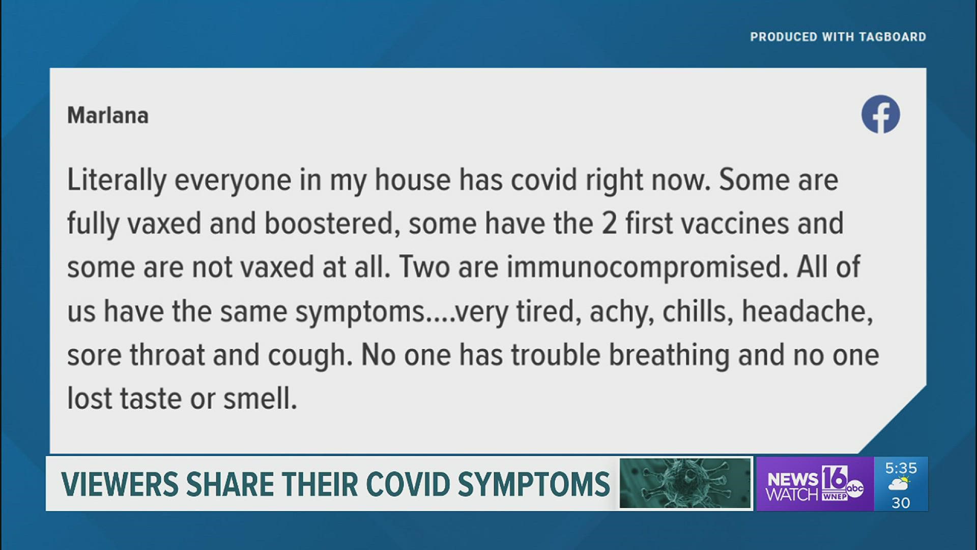 Viewers share their COVID-19 symptoms