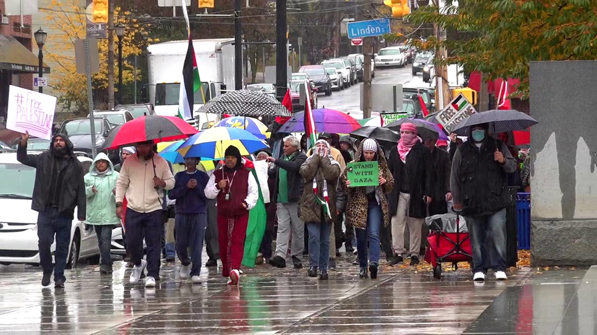 More than 100 people marched through downtown Scranton, standing up for Palestinians living through the ongoing war.