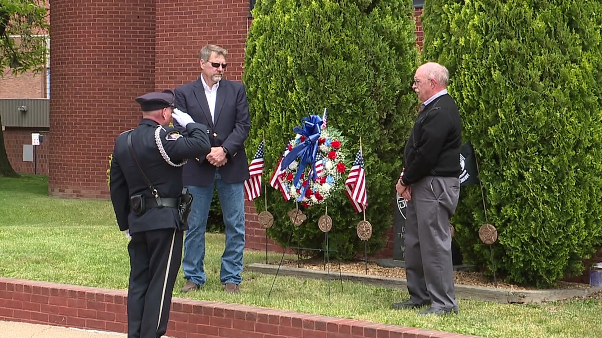 The police department held a fallen officer memorial observance outside police headquarters.