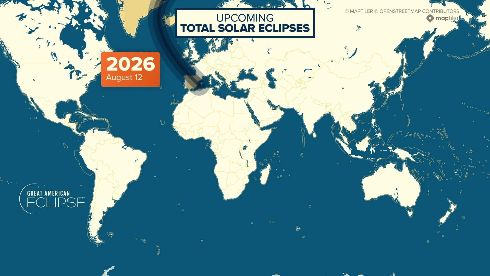 The next time a total solar eclipse will be visible within in the United States at all will be 20 years from now.