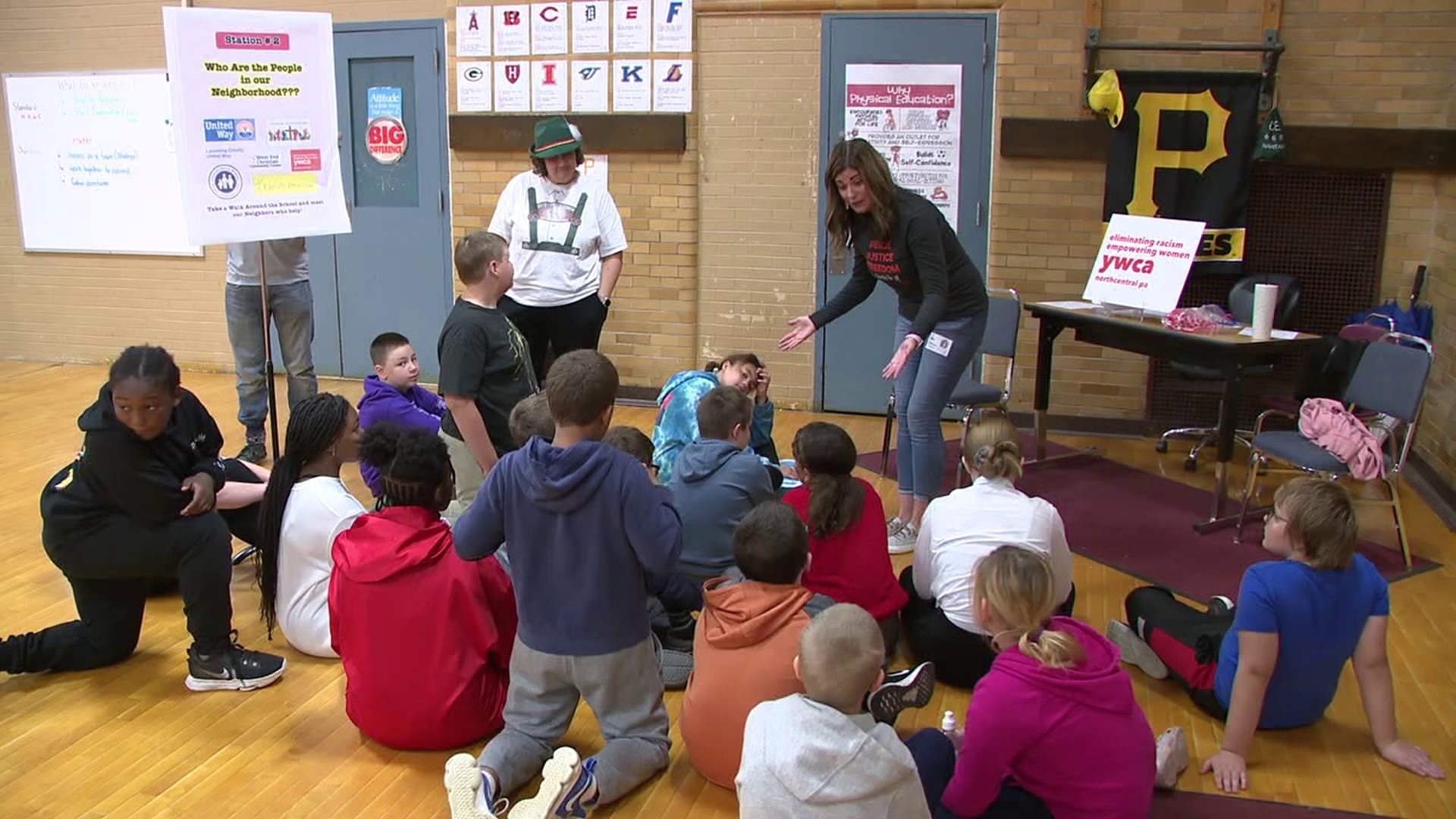 The month-long sock drive celebration began Friday at Curtin Intermediate School in Williamsport.