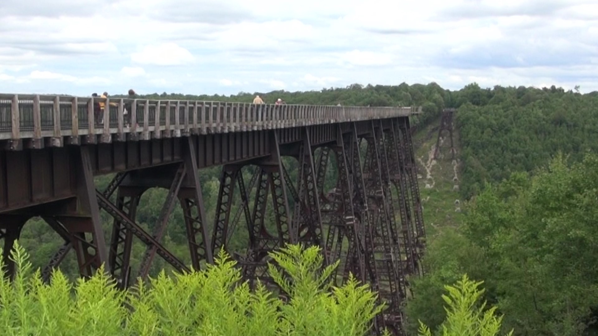 A bridge from the 1880s is still drawing tourists to Pennsylvania, even though part of it was destroyed by wild weather.