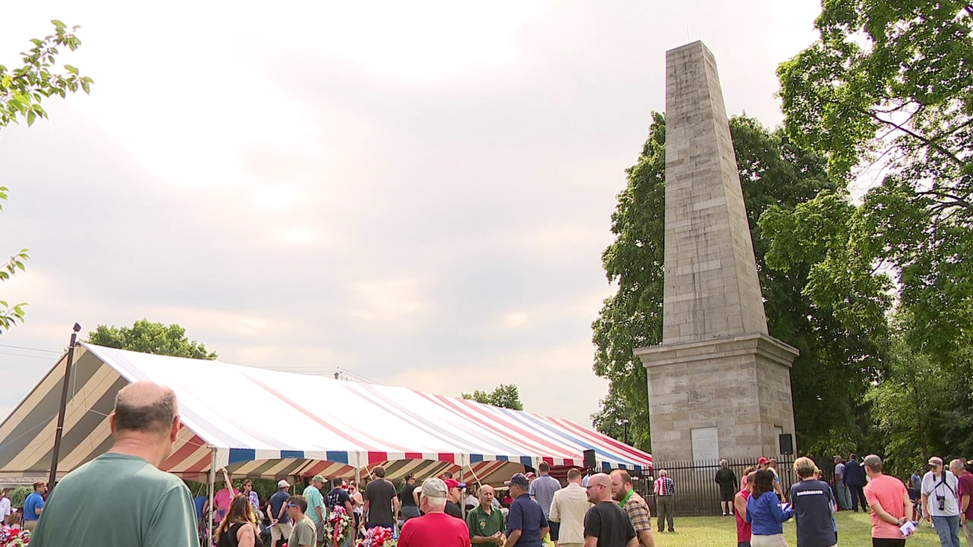 People joined together on July 4th to commemorate the lives of those lost in the battle on July 3rd, 1778.