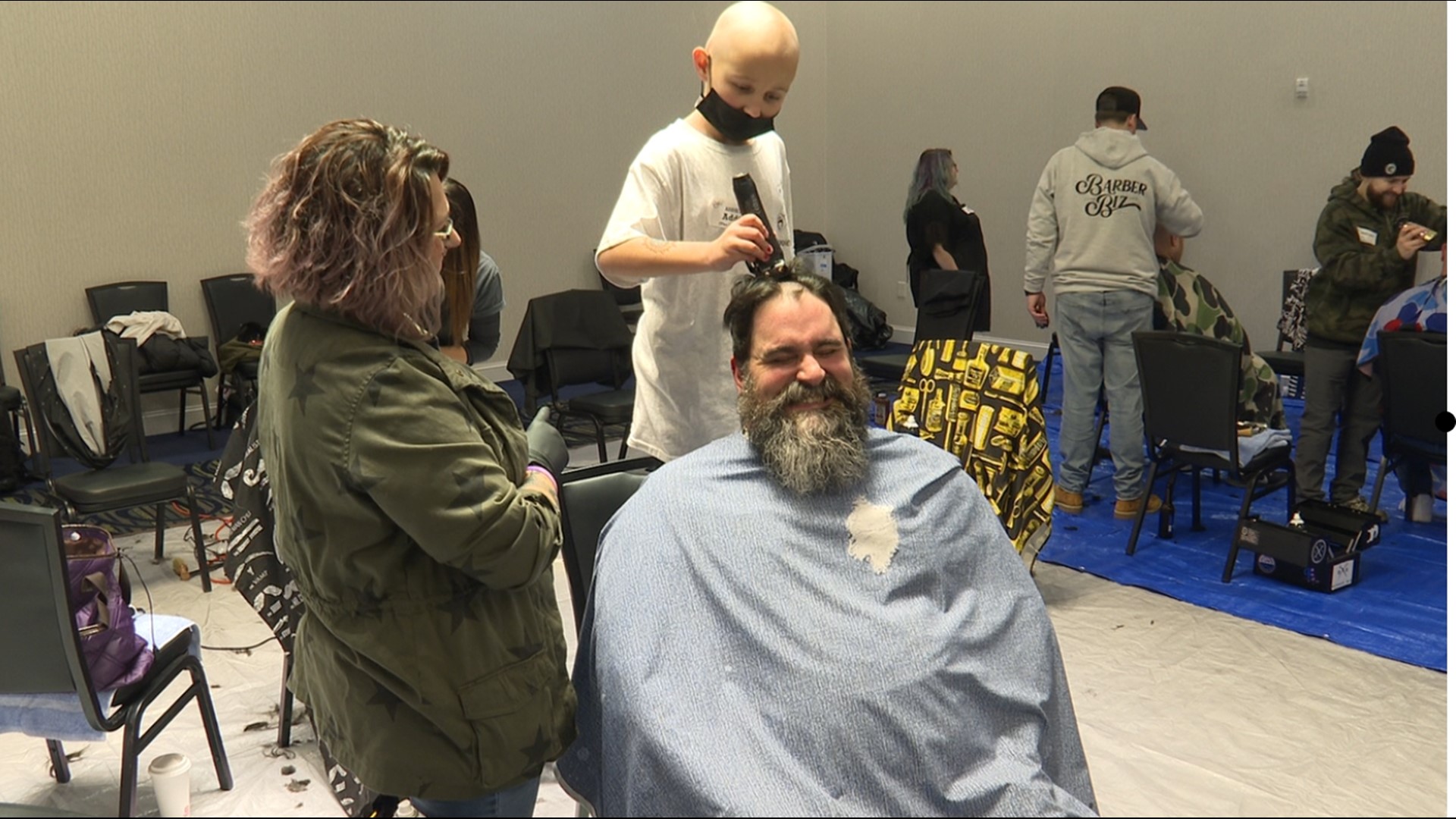 All day long, folks from far and wide flocked to Dunmore to get their hair cut, supporting a little girl from Archbald with a rare form of cancer.