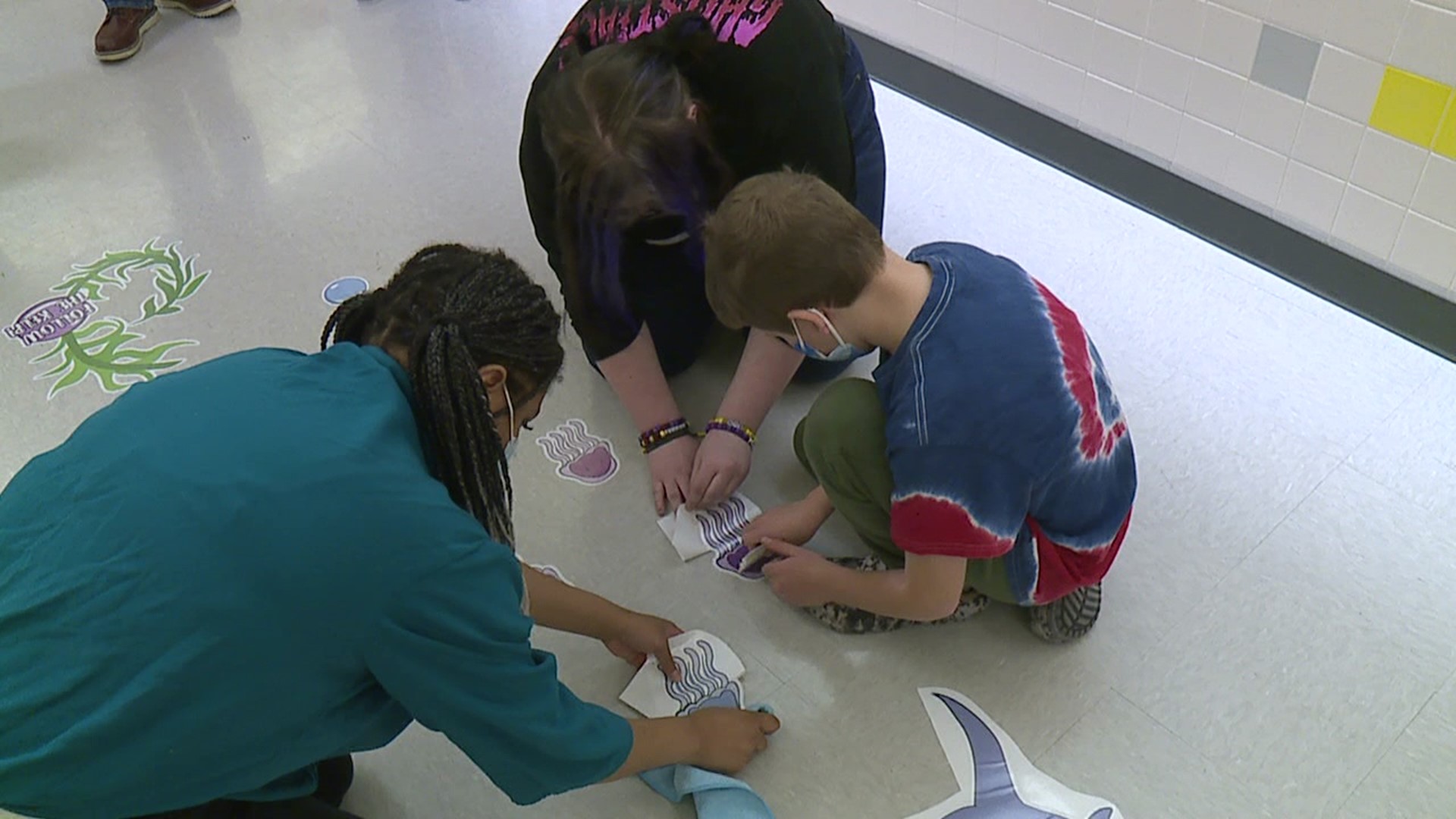 Sensory pathways were installed Thursday morning at Moscow Elementary Center in the North Pocono School District.