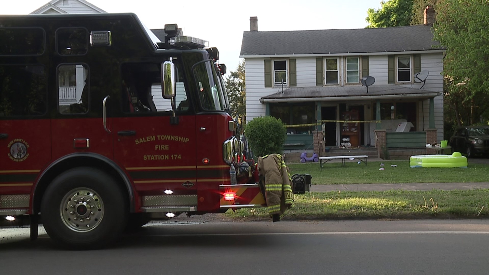 Flames broke out along East Front Street in Salem Township around 6 p.m. Sunday afternoon.