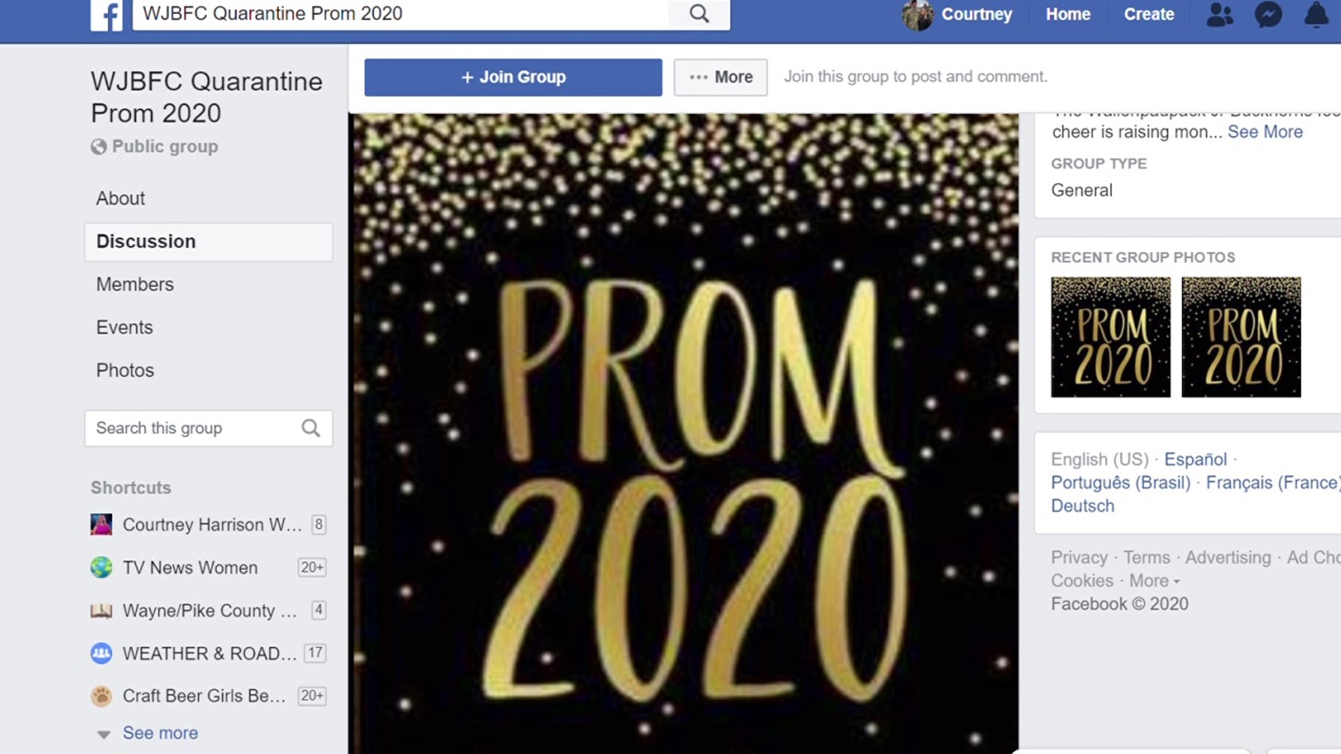 An online prom for high school seniors benefits the organization to raise money for the football and cheer programs.