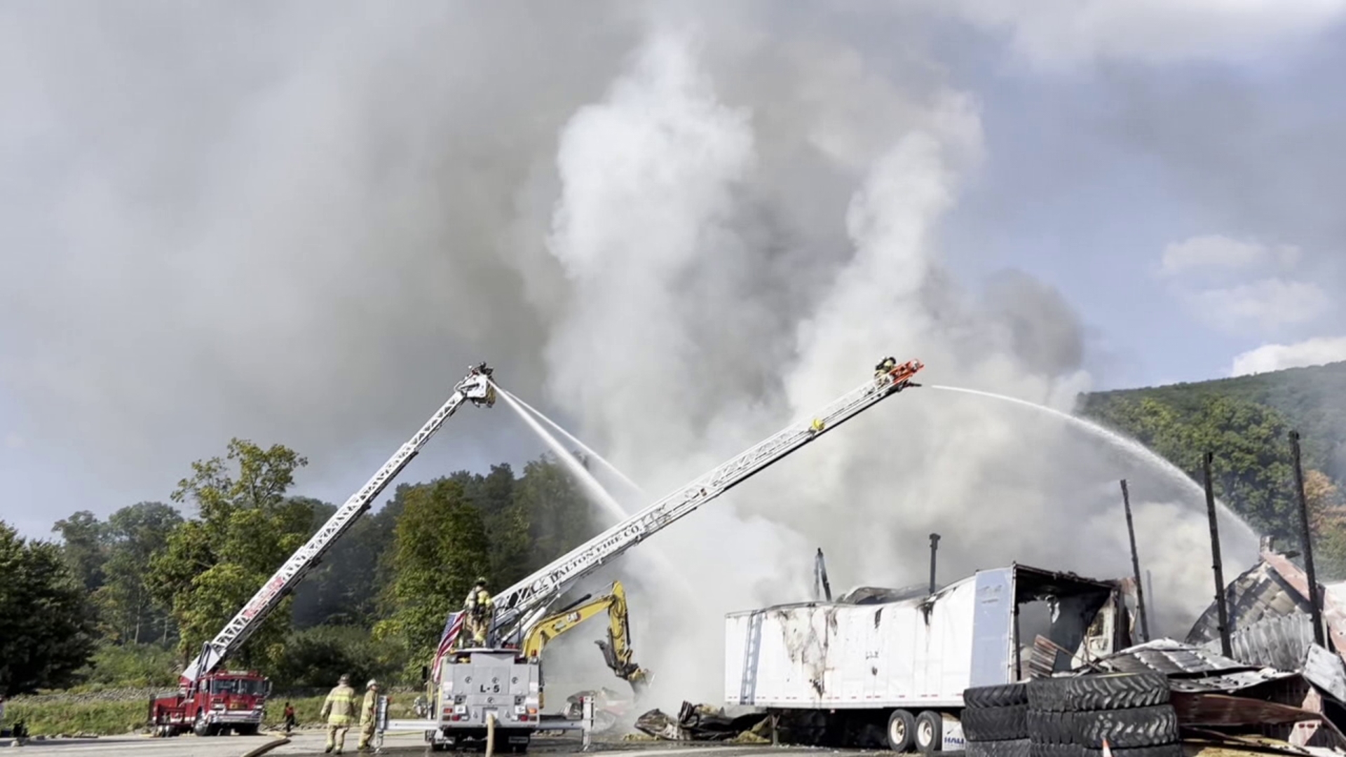 Flames broke out at the place along Bald Mountain Road in Ransom Township near Clarks Summit just before 3 p.m. Sunday.