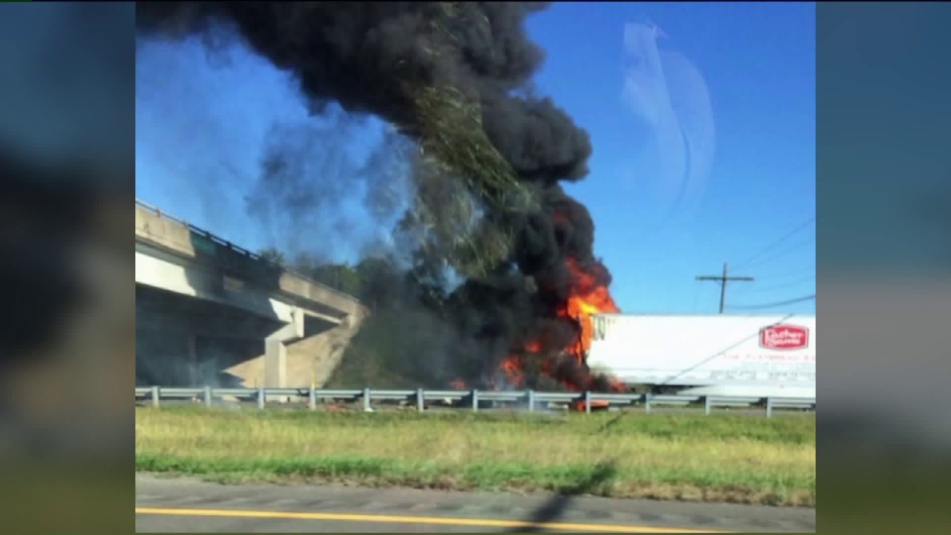 Fiery Wreck Ties Up Traffic on Part of I-180