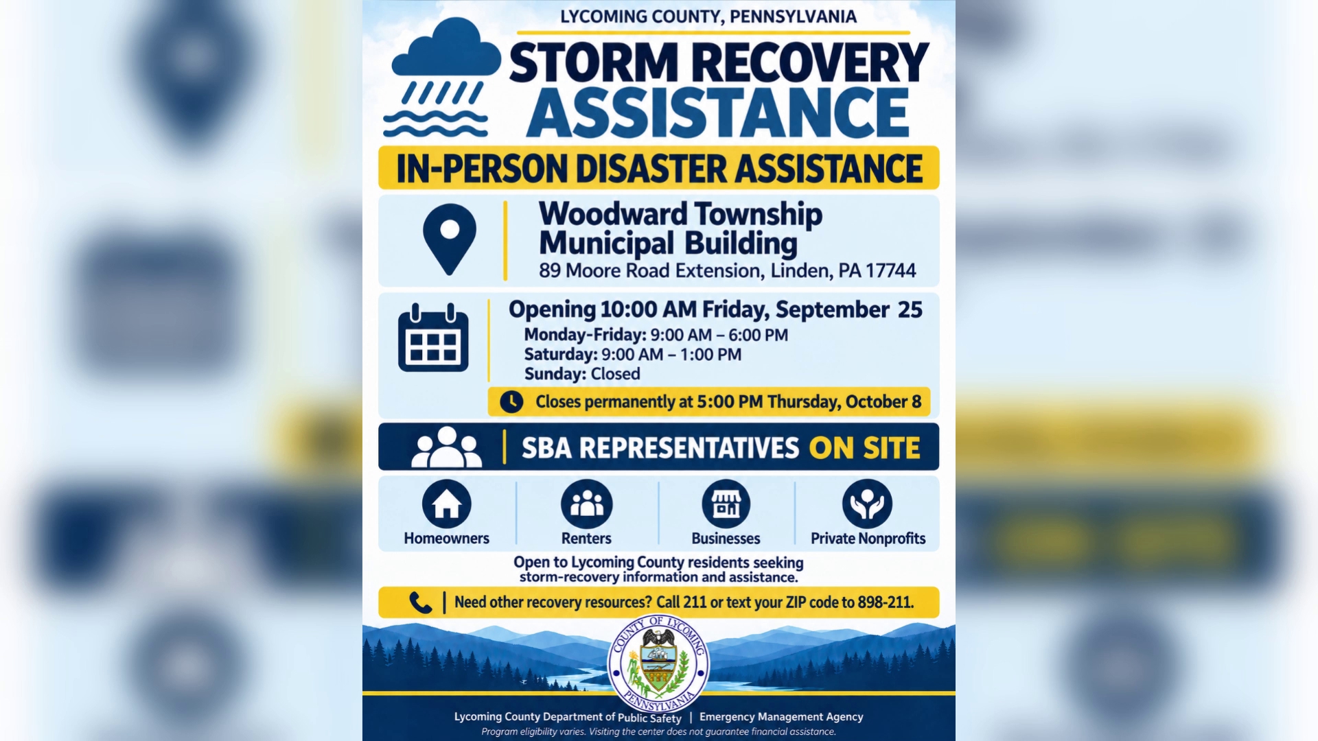 Disaster Loan Outreach Center to open in Lycoming County | wnep.com