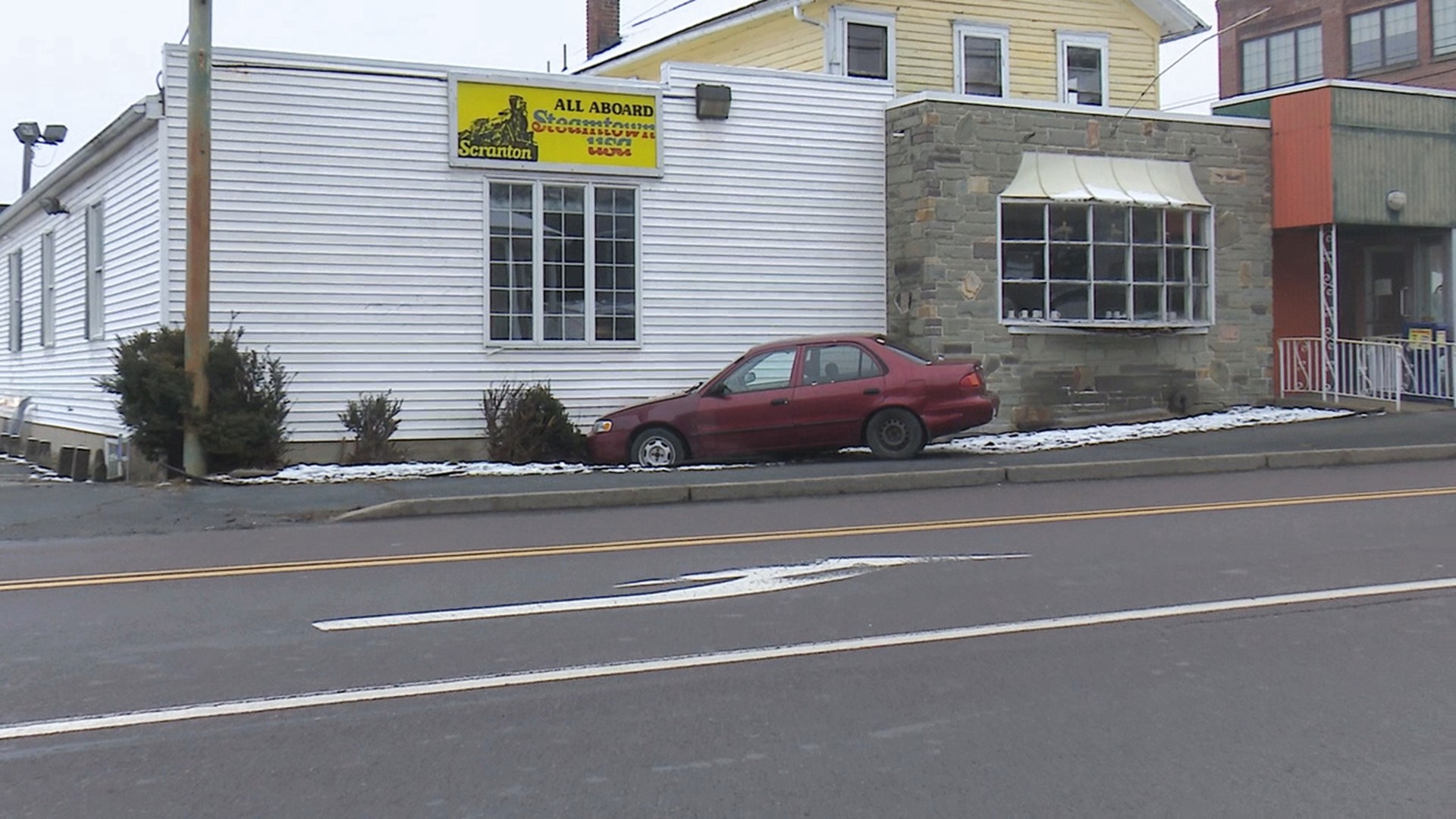 The vehicle hit the side of the All Aboard Steamtown Diner on Cedar Avenue in the city's Southside.