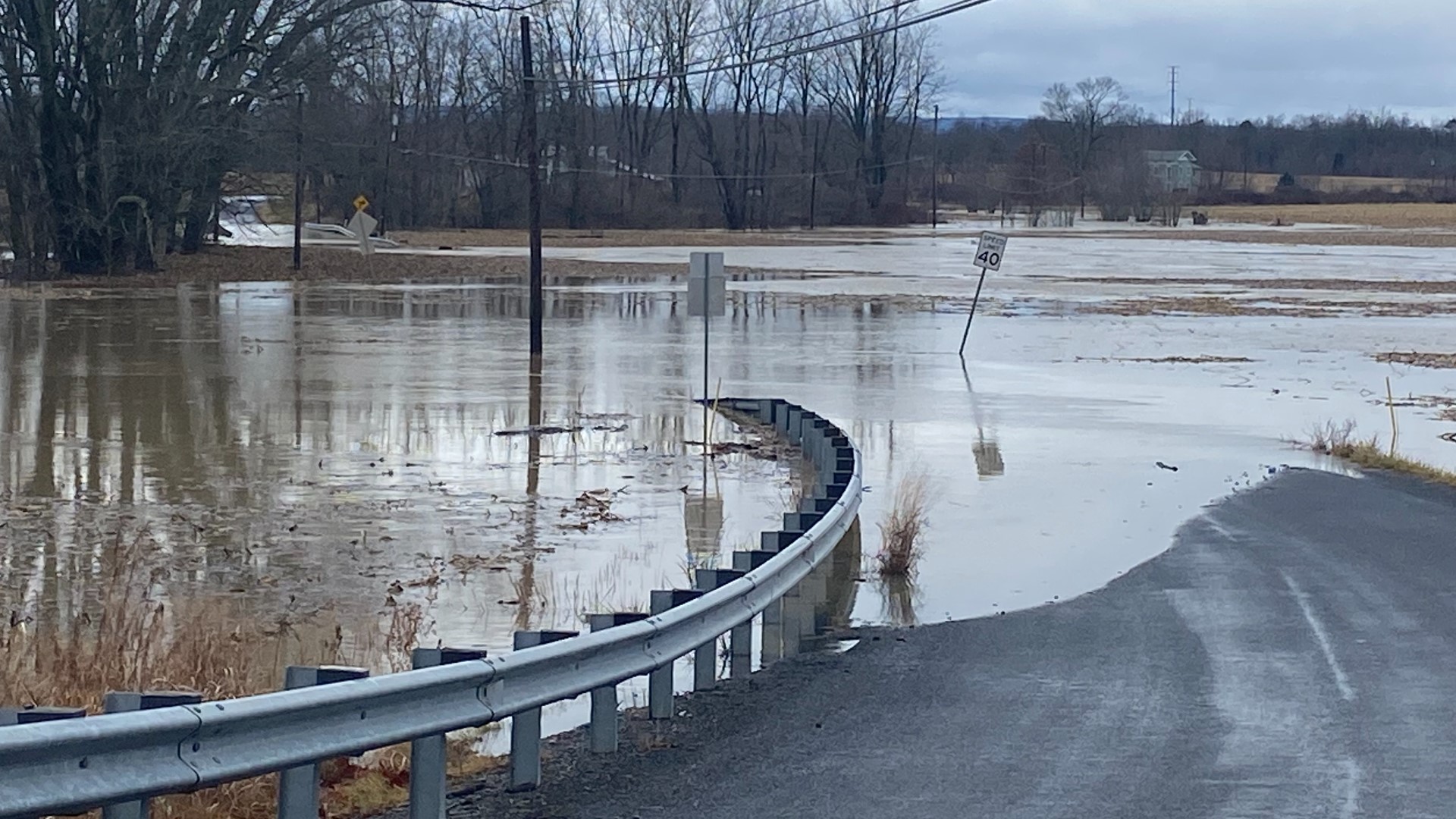 High water closes road in Northumberland County