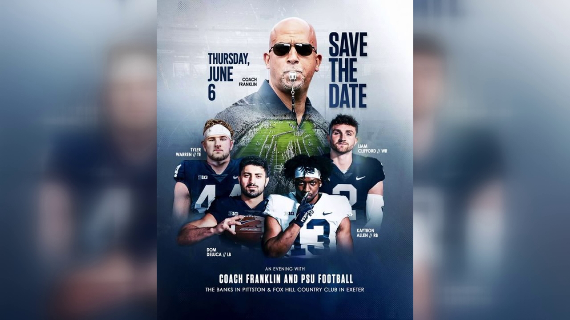 James Franklin, along with 11 Penn State Football players, will be in Luzerne County on June 6 for the 'We Are NEPA' event.
