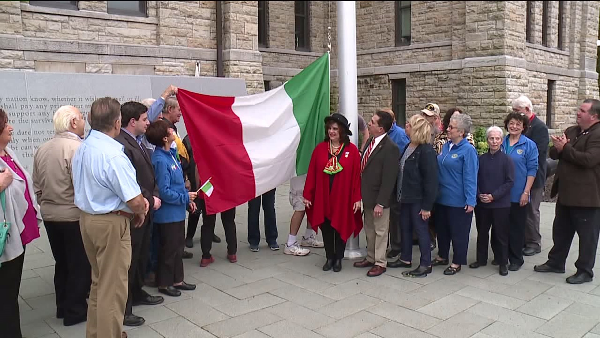 Italian Flag Raised over Courthouse Square